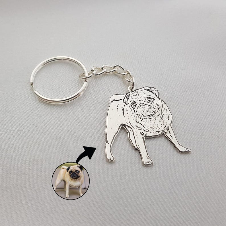 Haustier Schlüsselanhänger • Haustier Schlüsselanhänger personalisiert • Haustier Portait Schlüsselanhänger • Tier Schlüsselanhänger • Geschenk für Tierliebhaber • Geschenk für Tierliebhaber • Schlüssel mit Gravur Bild 4