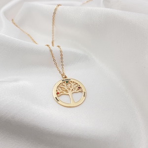 Tree Of Life Necklace With Kids Names And Birthstones •  Family Tree Necklace • Personalized Mother&#39;s Day Family Jewelry • Gift For Grandma