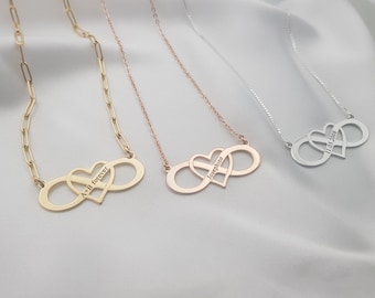 Personalized Infinity Necklace With Heart And Name • Infinity Necklace Personalized • Infinity Necklace With Name • Name Infinity Necklace