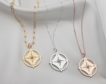 Personalized Compass Necklace • Love Pendant • Graduation Gift for Women
