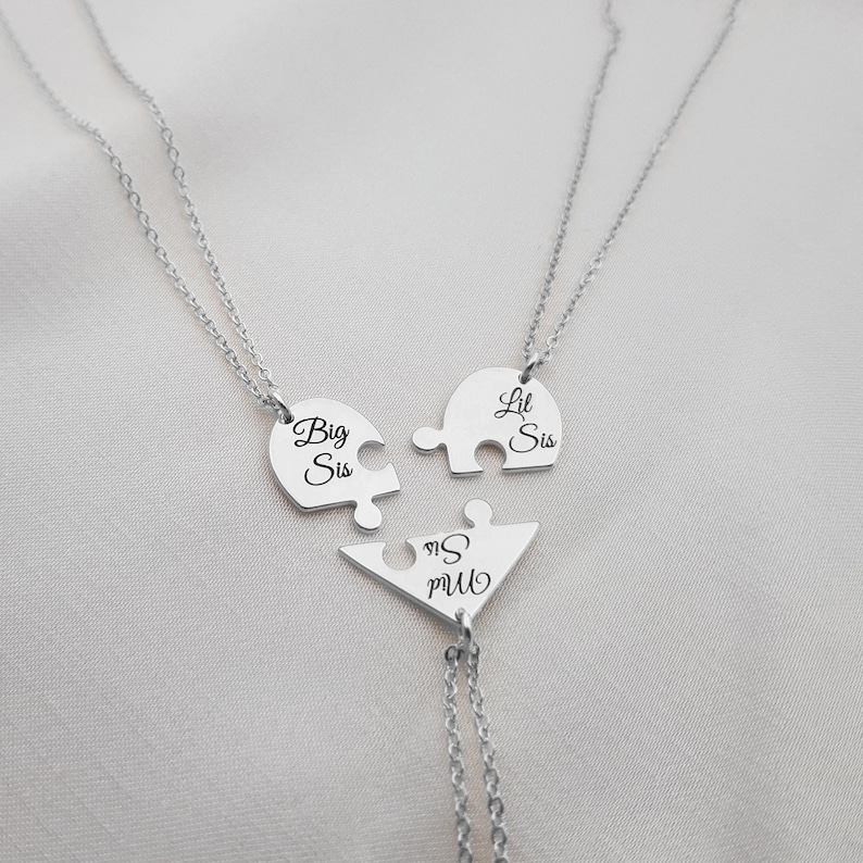 3 Sisters Necklace Set • Sister Necklace for 3 • Three Sisters Gift • 3 Sisters Jewelry • 3 Friend Necklace • Best Friend Necklaces For 3 image 4