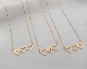 Three Sisters Necklace Heart Shape Set of 3, Big Sis Lil Sis Necklace, Gift From Mother to Daughters, Best Friends Necklace Set, Gift Her