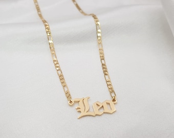Ketting met leeuwschrift • Oude Engelse dierenriemsieraden • Figaro-ketting