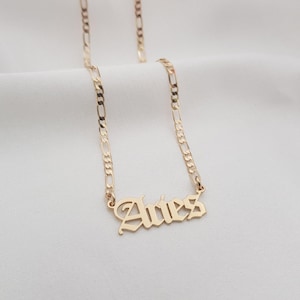 Aries Necklace • Aries Script Necklace • Aries Zodiac Sign Necklace Gift • Aries Name Necklace • Aries Old English Necklace • Aries Gifts