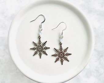Handmade Snowflake Crystal Earrings
