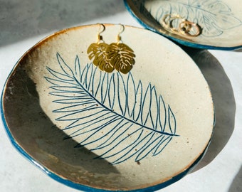 Handmade Ceramic Trinket Tray | Monstera, Palm Leaf