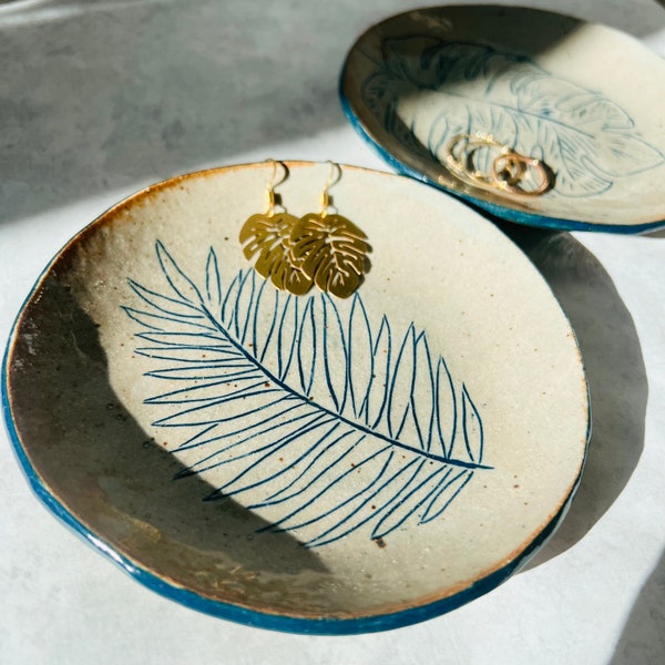 Handmade Ceramic Trinket Tray | Monstera, Palm Leaf