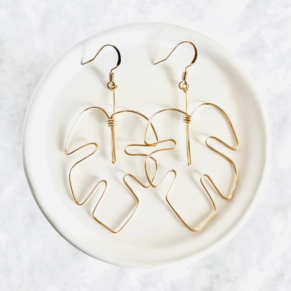 Rhaphidophora Tetrasperma “Mini Monstera” Earrings | Handmade Wire Jewelry