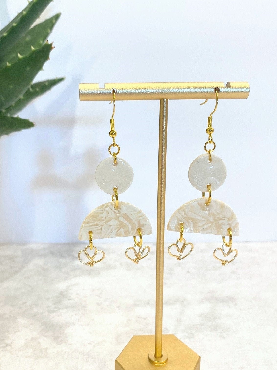 The Sydney in Pearl Marble Polymer Clay Earrings Lightweight - Etsy