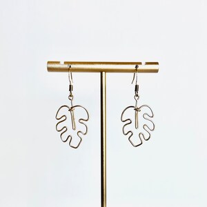 Mini Monstera Earrings Handmade Wire Jewelry image 4