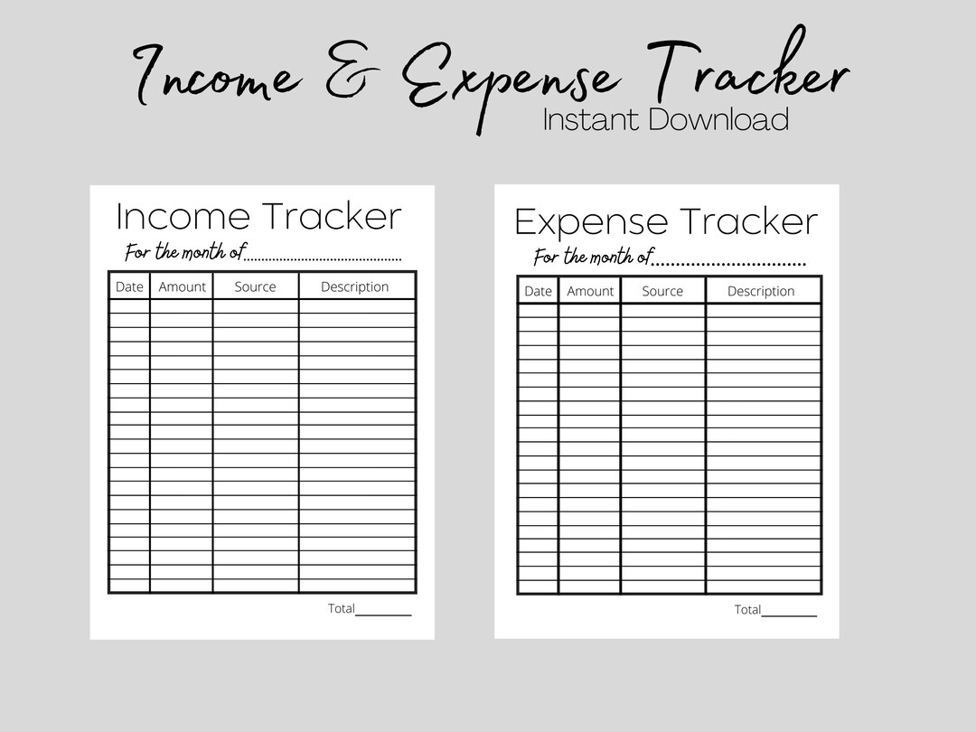 Basic Income and Expense Tracker Instant Download - Etsy
