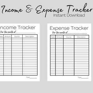 Basic Income and Expense Tracker Instant Download - Etsy