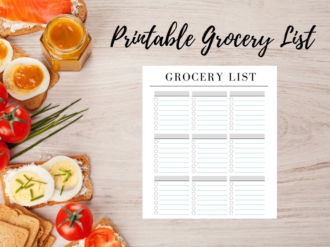 Grocery List / Instant Digital Download - Etsy
