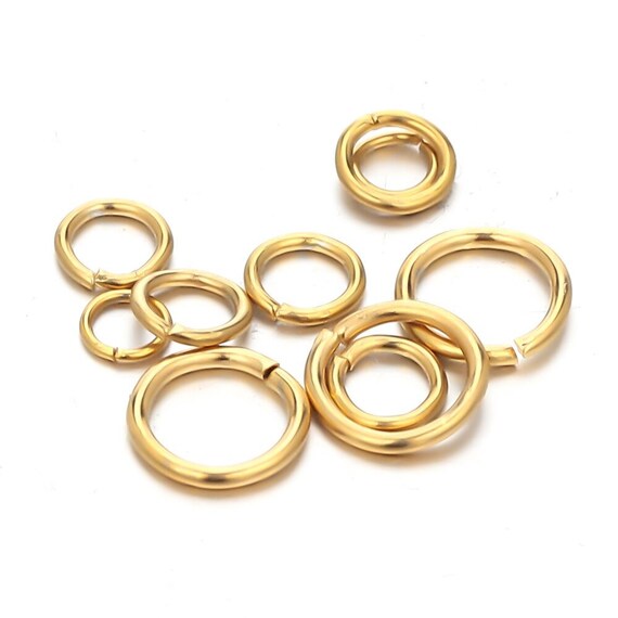 100pcs Stainless Steel Jump Rings, Gold Plated Split Rings for