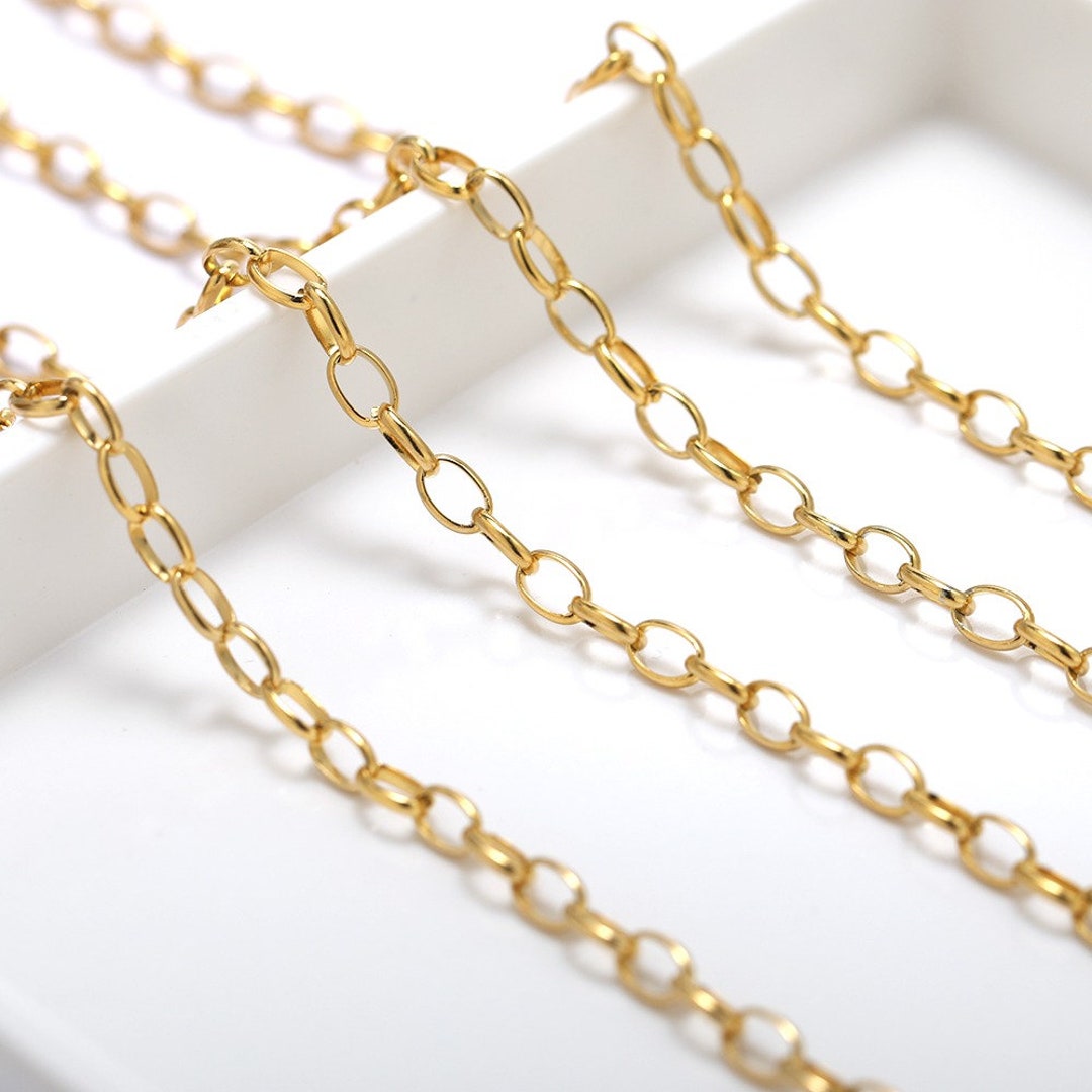 1Meter 2meters Stainless Steel Chains for Necklace Bracelet Jewelry Making  DIY Components Findings Gold Color Chain