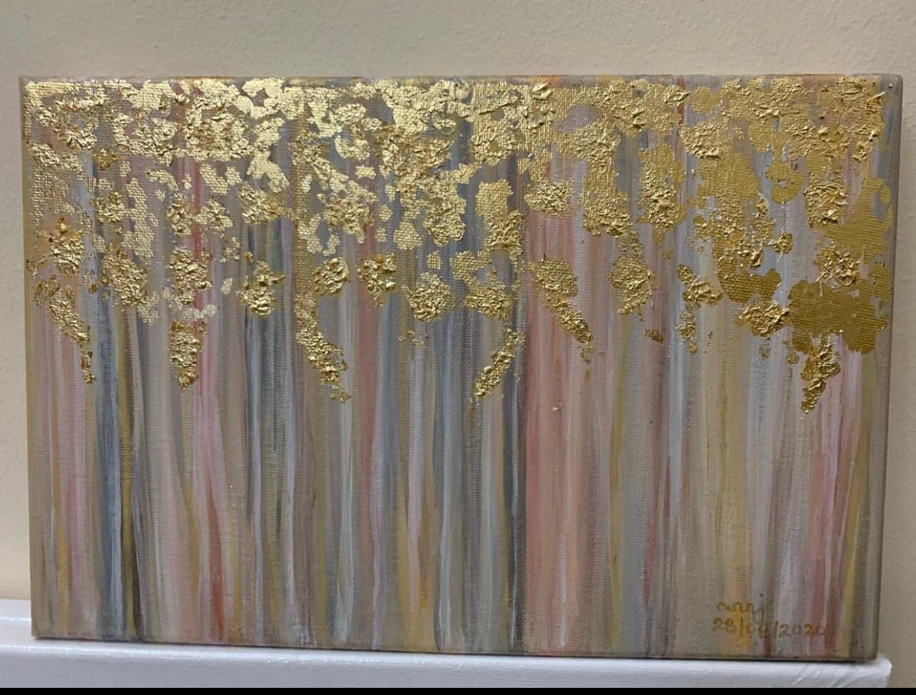 Gold und Acrylgemälde aus Mix rosa und braun betitelt | Etsy