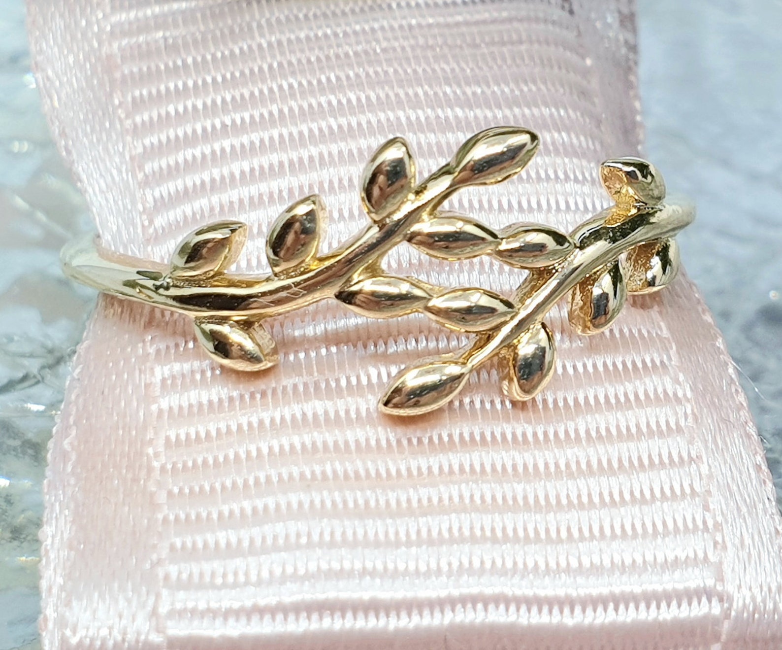 Golden Olive Branch Ring. Nature Peace Ring Etsy