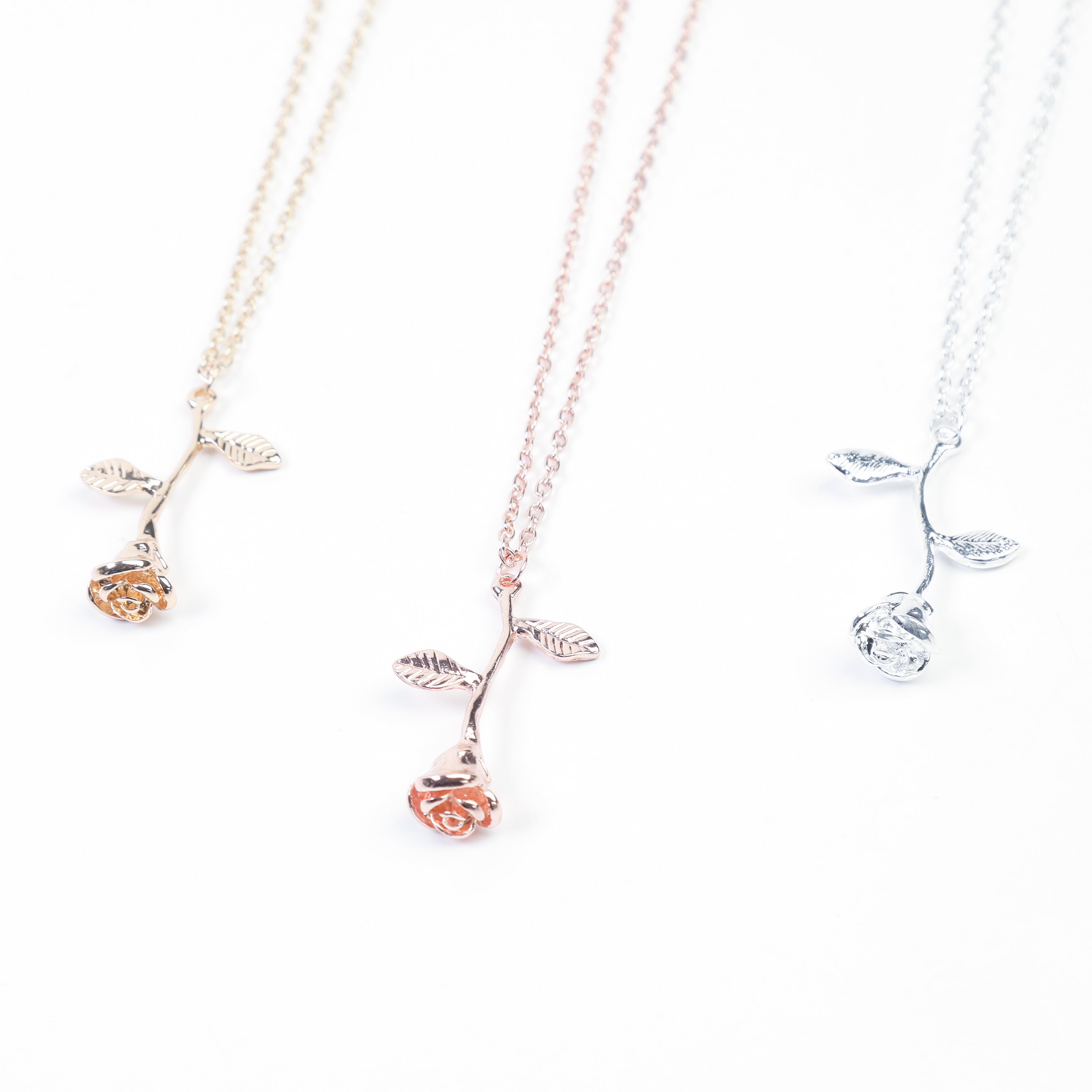 Silver Rose Flower Necklace for Wedding Floral Rose Bridesmaid Etsy