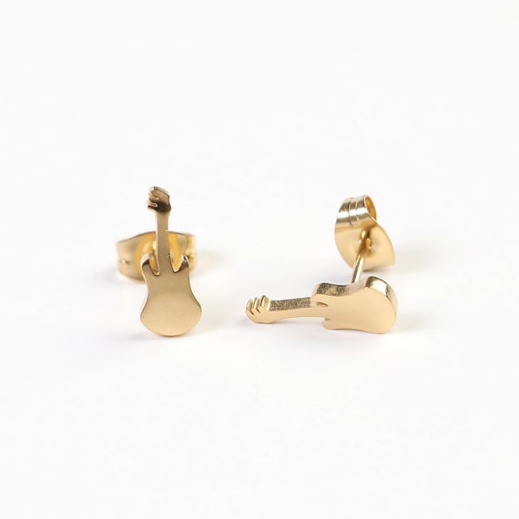 Guitar earrings studs clearance