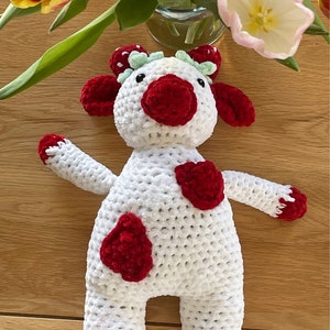 Chunky Crochet Strawberry Cow| crochet cow plush | plush toy | handmade crochet cow | crochet cow