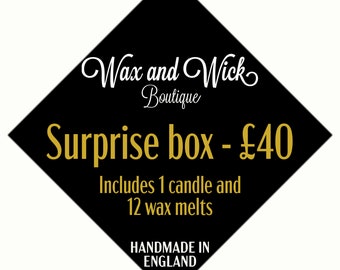40 Surprise box - includes 1 candle and 12 wax melt scents
