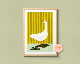 Party Goose Art Print – Cheerful Illustration, Colourful Decor