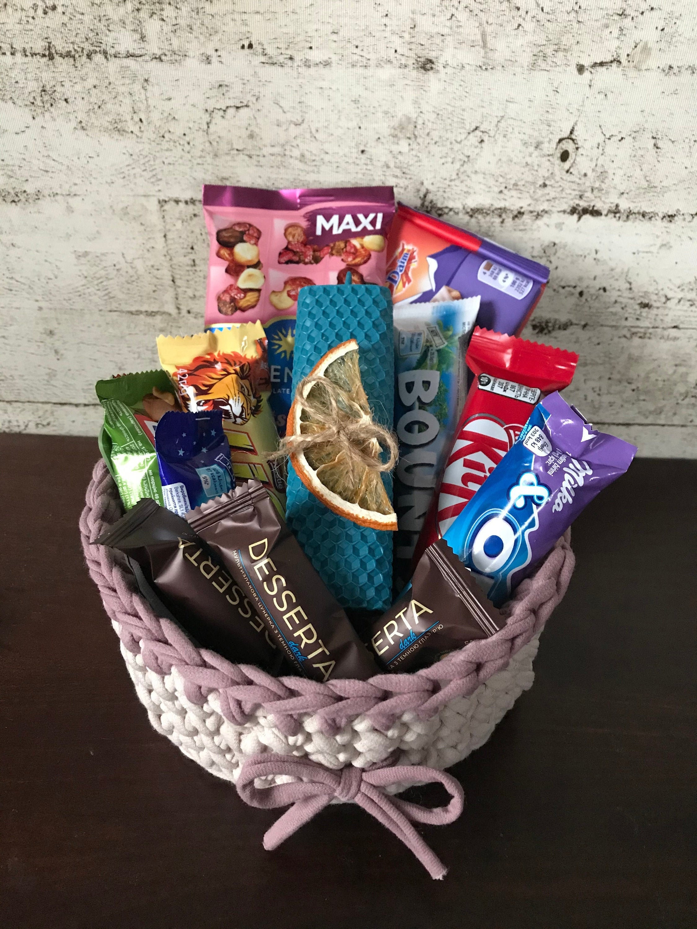 Sweet basket basket with sweets gift basket sweets for Mom Etsy