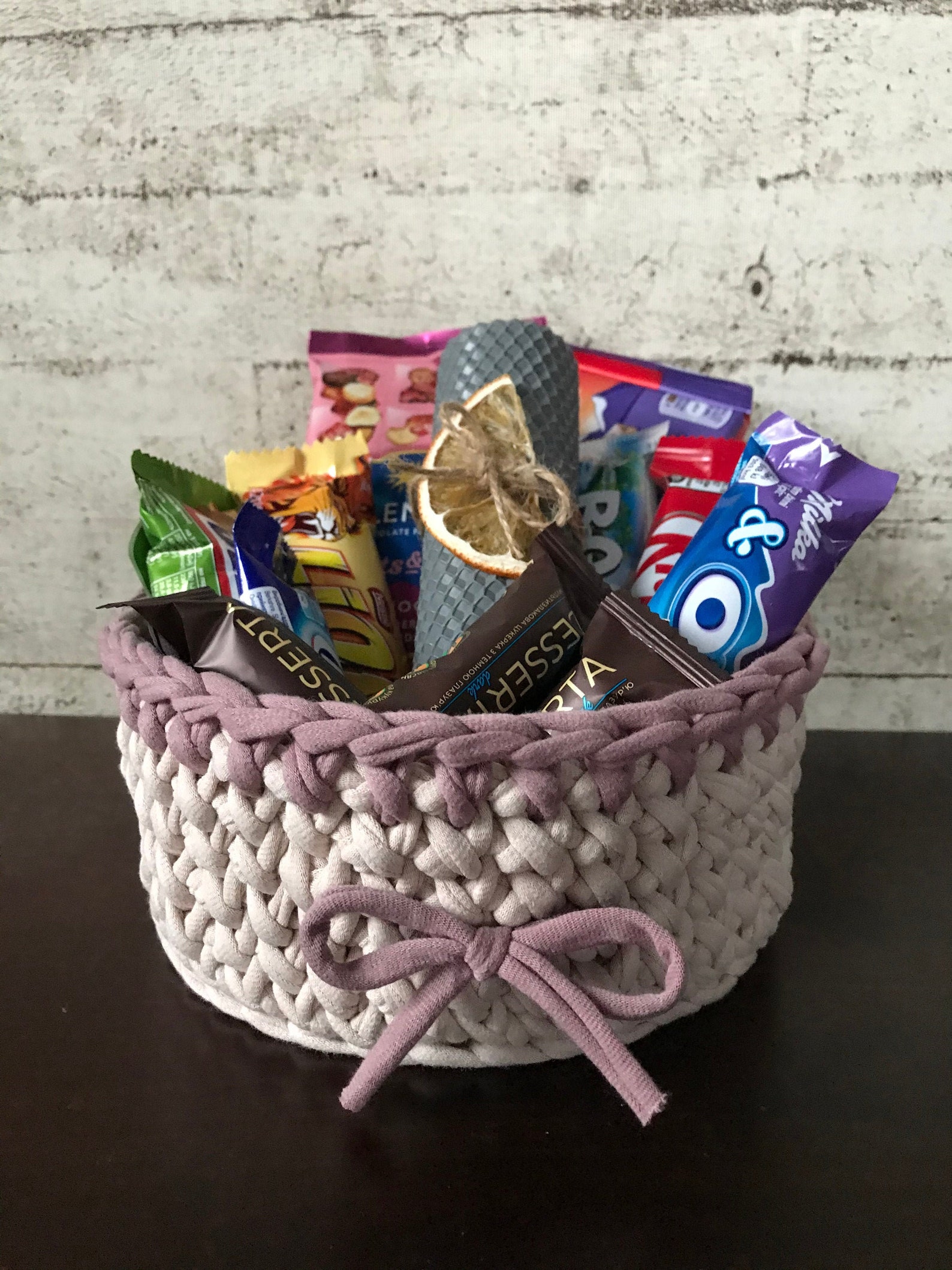 Sweet basket basket with sweets gift basket sweets for Mom Etsy
