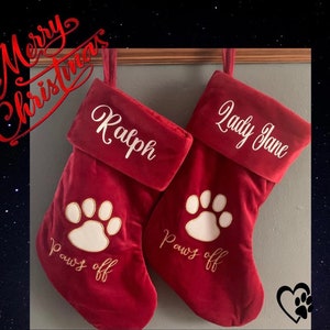 Christmas Dog Cat Pet Stocking Christmas Eve gifts puppy kitten treats choice of two designs velvet or felt