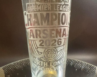 Arsenal Premier League 2026 winner celebratory pint glass football