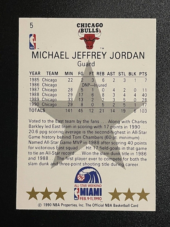 1990-91 Hoops #5 Michael Jordan AS SP UER/(Won Slam Dunk in/'87