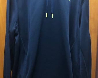 Russell Athletic Mens Hoodie Sweatshirt Navy Pullover Drawstring Pockets XL46-48