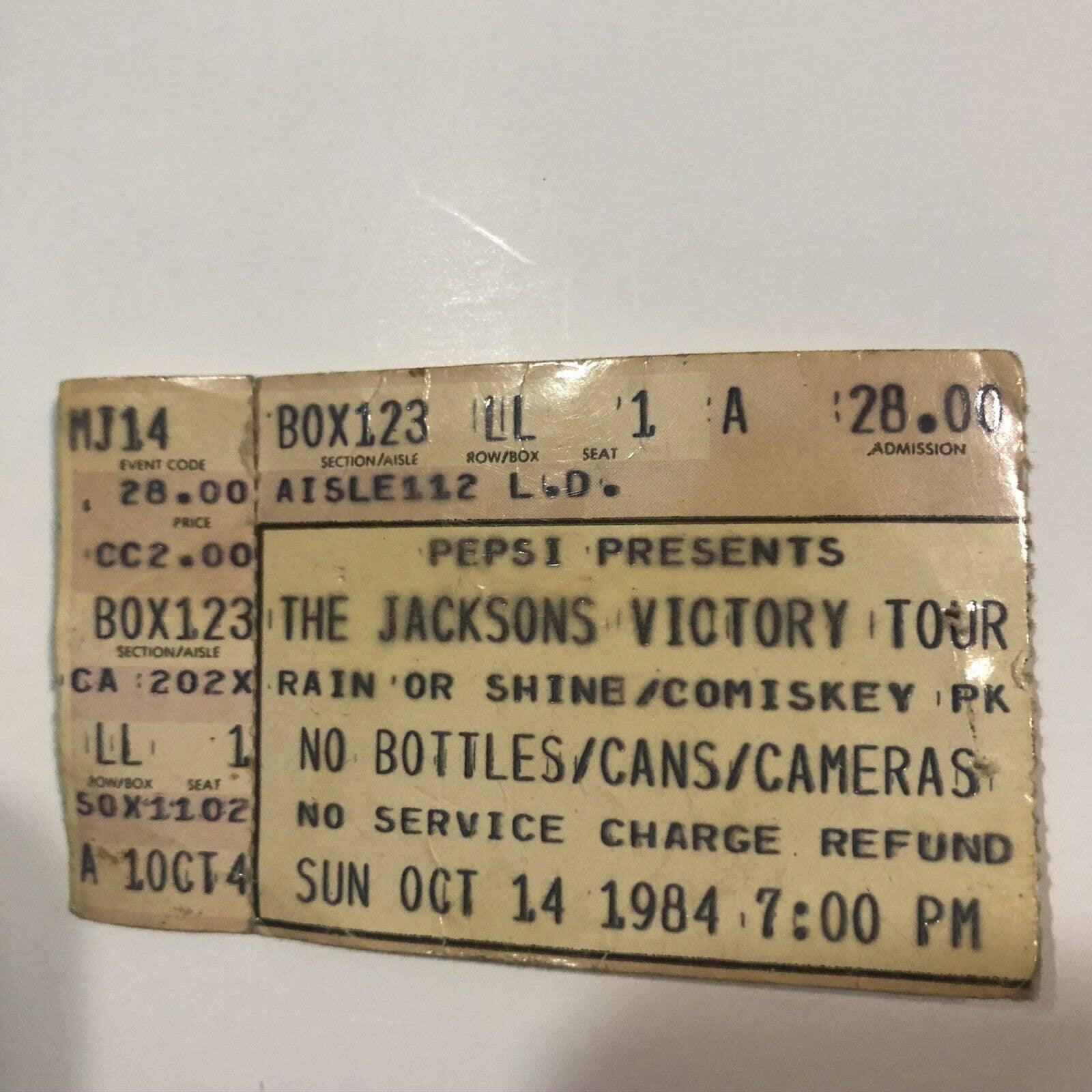 1984 Michael Jackson 5 Victory Tour Chicago Comiskey Pk Ticket