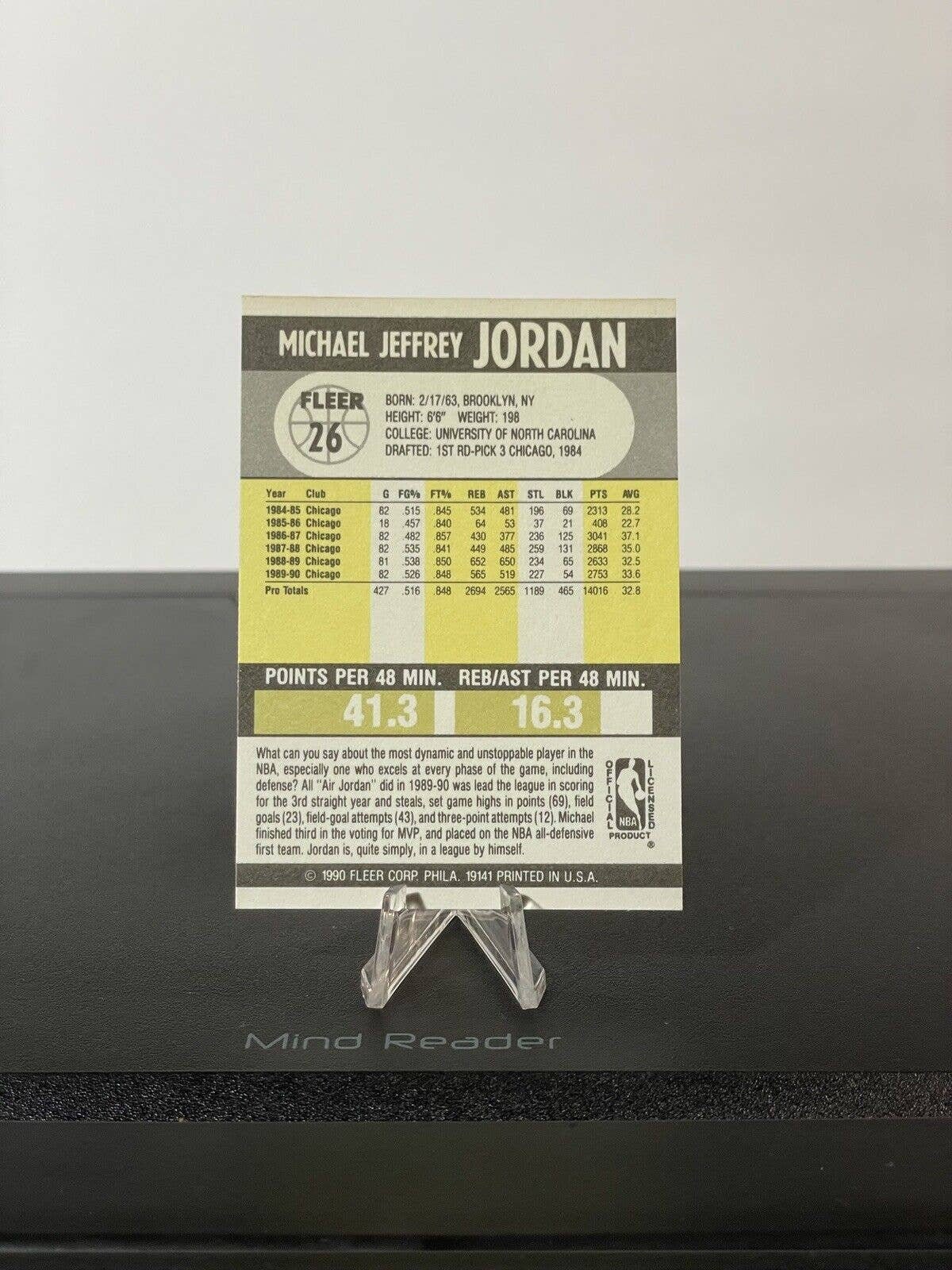 1990 1991 Fleer Michael Jordan Chicago Bulls 26 Basketball Error Card