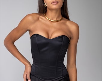 Black Satin Overbust Corset Top