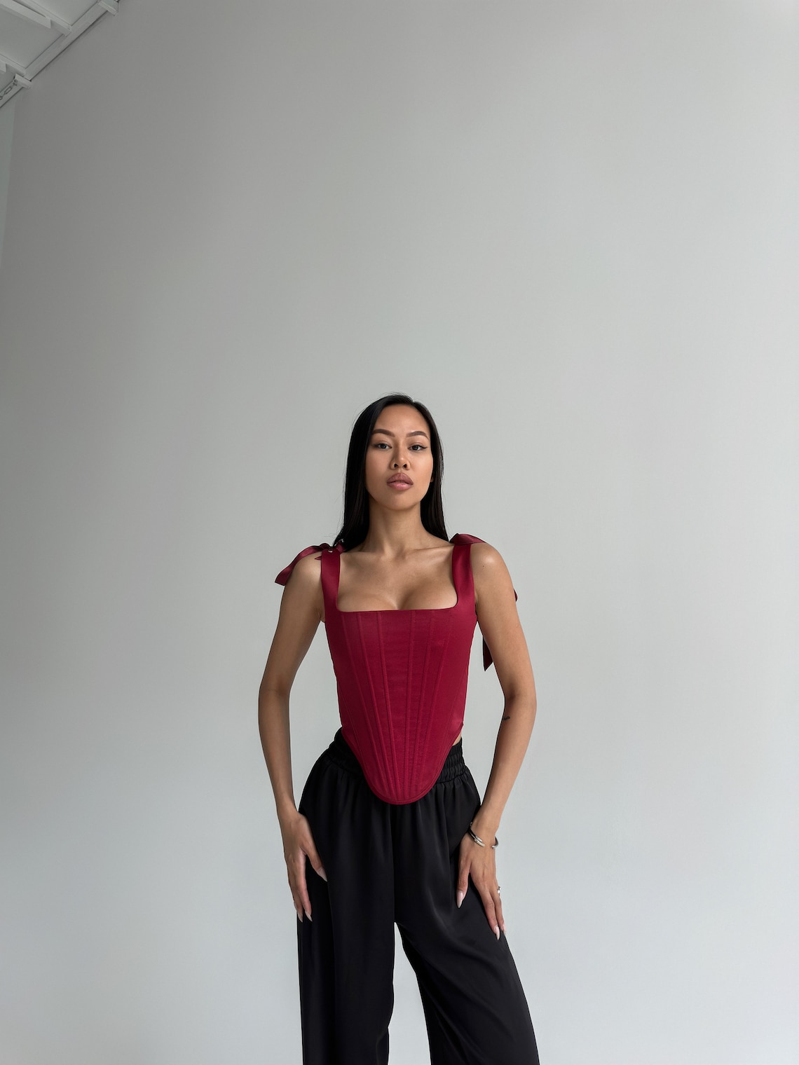 Modern Rococo Corset Red Satin Corset Top: Modern Rococo Stays, Birthday Outfit, Conical ...