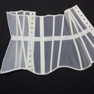 White bridal sheer bespoke corset, shapewear lingerie, wedding mesh corset, bridal shower gift for bride, corset undergarment bridal Waspie