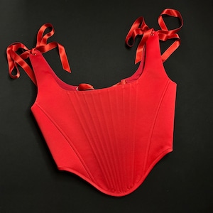 Red satin oberbust corset top, Modern Stays, Conical shape corset, Rococo stays, corset of 18th century, birthday outfit, cocktail top