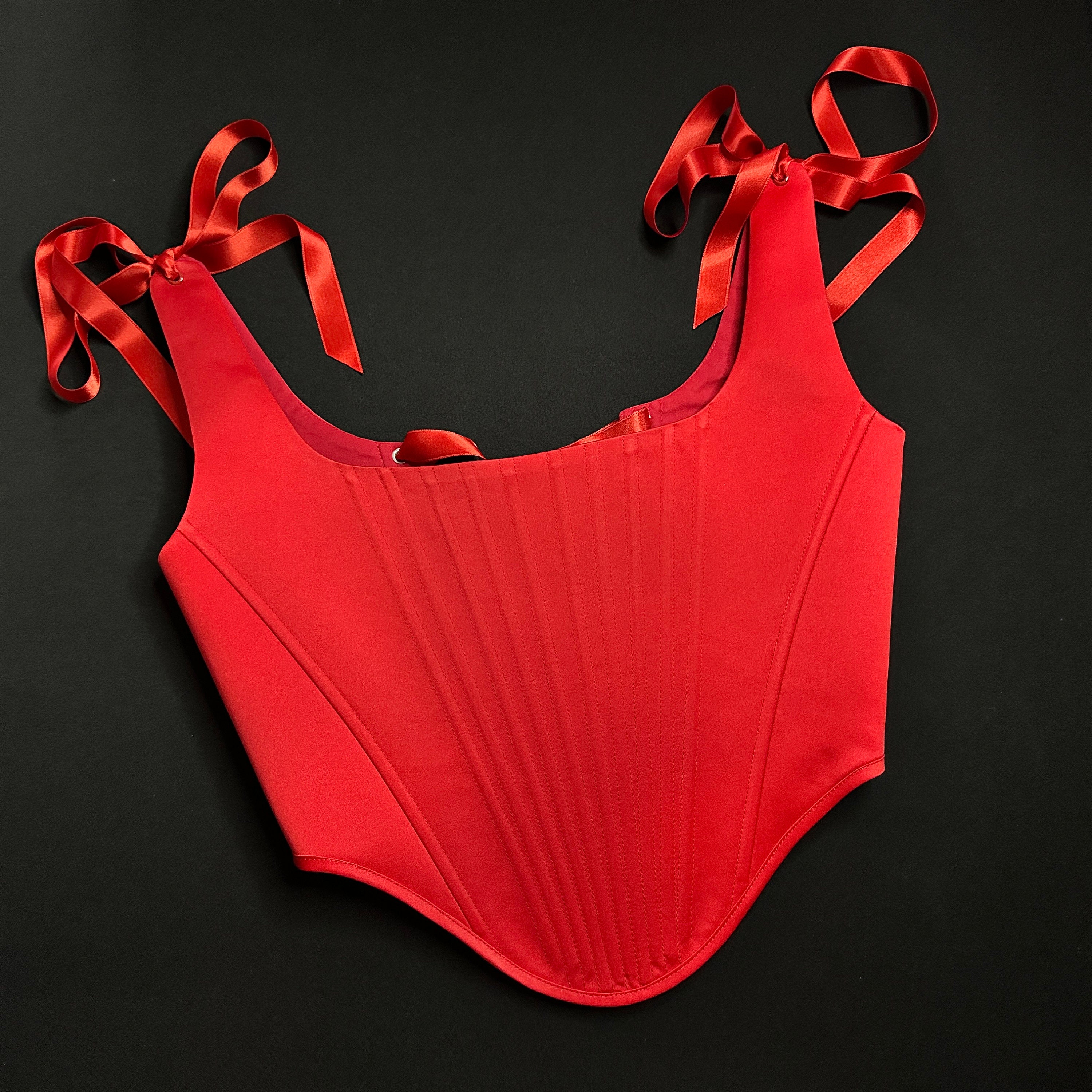 Modern Rococo Corset Red Satin Corset Top: Modern Rococo Stays, Birthday Outfit, Conical ...