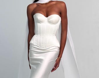 Ivory Chiffon/Satin Scarf: Extra Long Bridal Shawl