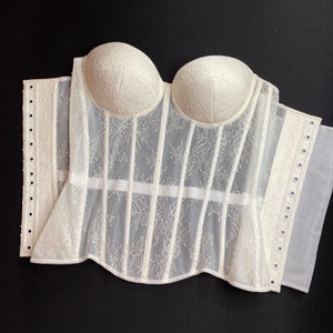 Wedding overbust  ivory lace corset with cups, Bespoke bridal bustier Custom bride corset, Bride body shaping outfit, White prom lace top