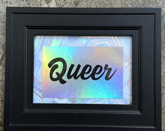"Leicht gerahmte ""Queer"" Holo-Kunst für LGBTQ+"