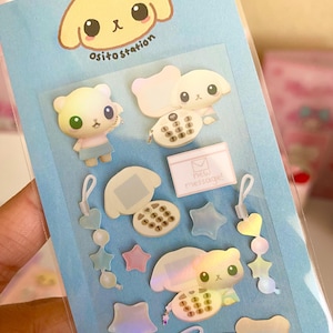 Teddy phone flip phone y2k avec ours et lapin en feuille d'autocollants déco 3D, polco, autocollants déco kpop à chargement par le dessus