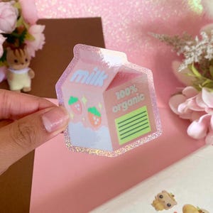 Sticker résistant et imperméable au lait fraise | pour Hydroflask | pour la décoration d'un ordinateur portable