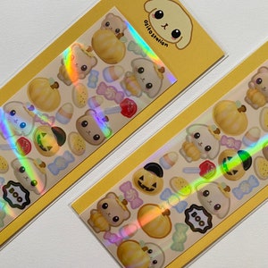 Feuille d'autocollants déco 3D des ours et des lapins d'Halloween, polco, autocollants déco kpop à chargement par le dessus