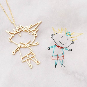 Actual Kids Drawing Necklace Children Artwork Necklace Kid Art Gift  Personalized Necklace Mom Gift Grandma Gift NM19 