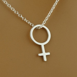 Divine Dainty Female Symbol Necklace • Gift • Sterling Silver Venus Symbol Pendant
