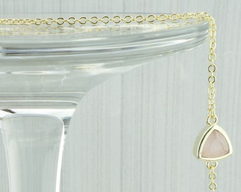 Gold Faceted Rose Quartz Bracelet, Simple Gemstone Bracelet, Minimalist Birthstone Bracelet, Rose Quartz jewellery