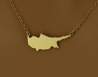 High Quality Cyprus Map Necklace • Gift • Sterling Silver Cyprus Pendant