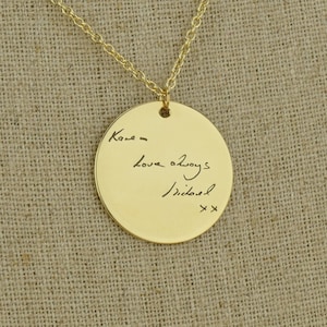 Sterling Silver Personalised Engraved Actual Handwriting Into Necklace / Custom Actual Handwriting Onto Gold Pendant